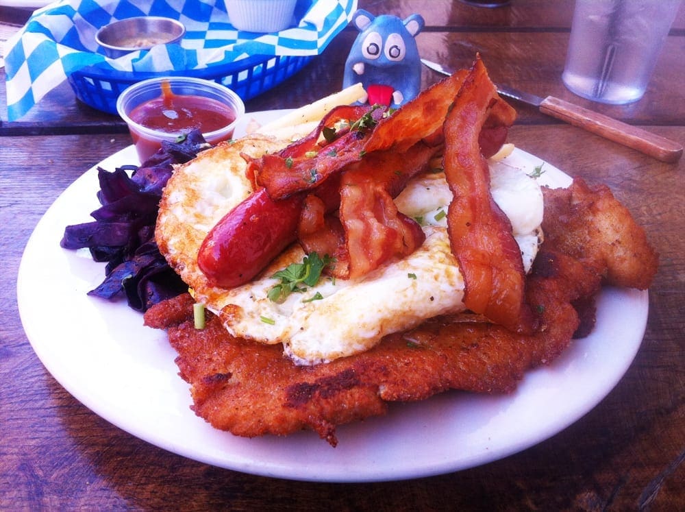 Jagerschnitzel Mit Eier from Biergarten Haus